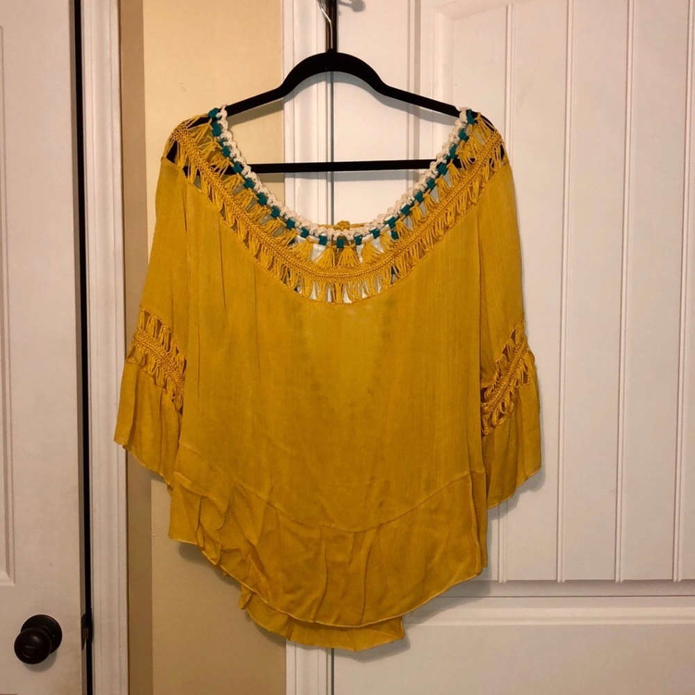 yellow crochet top